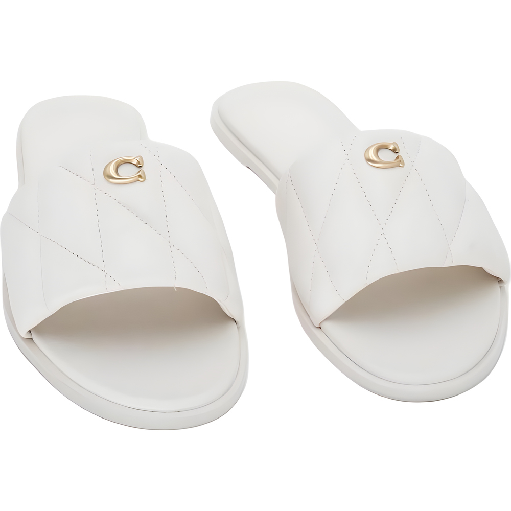 Coach Women's Holly Quilted Puffy Chalk Sandals Size 10M